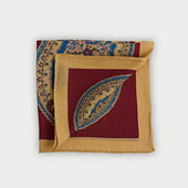 Wine & Gold Large Duo Paisley Silk Blend Pocket Square