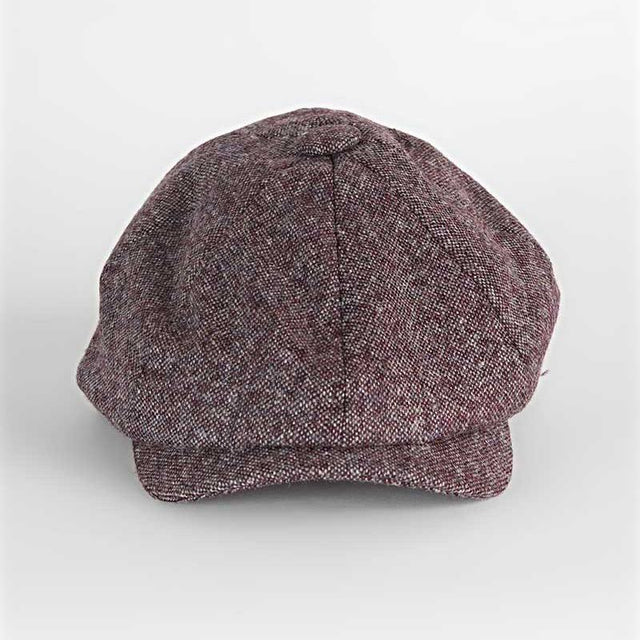 Wine & Grey Plain Weave Wool Gatsby Cap
