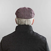 Grey Plain Weave Wool Flat Cap