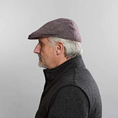 Grey Plain Weave Wool Flat Cap