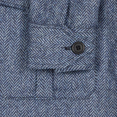 Herringbone Wool Tweed Button Cuff Safari Shirt In