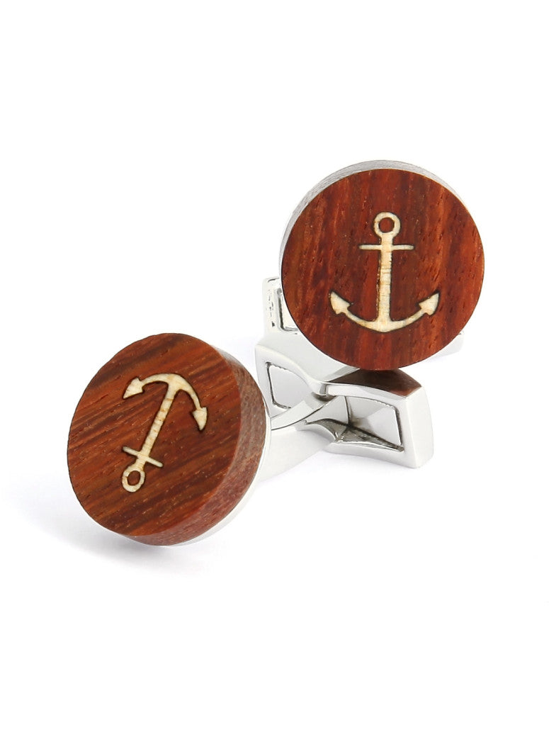 Wooden Marine Anchor Cufflinks Dinard