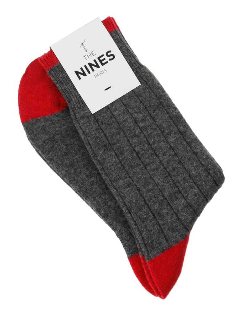 Wool And Cashmere Socks Gray And Red