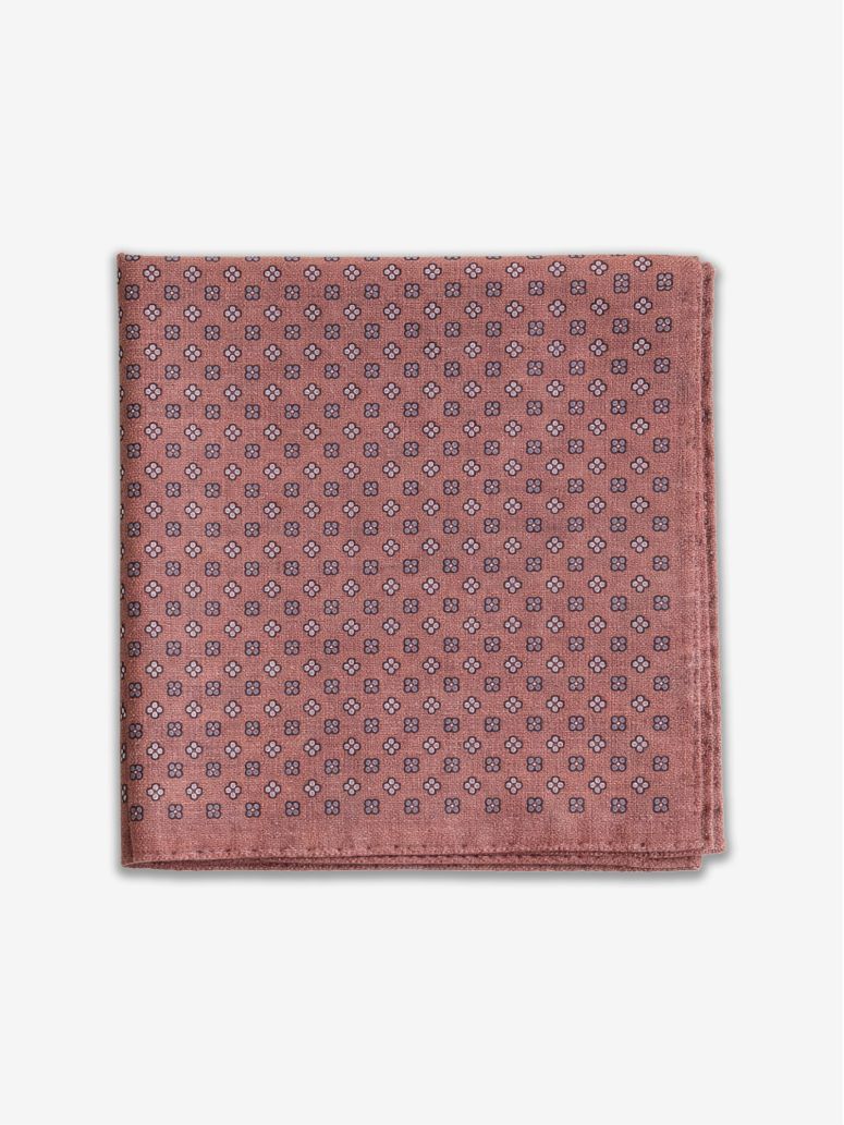 Pink Wool Suit Pocket Square With Small Patterns