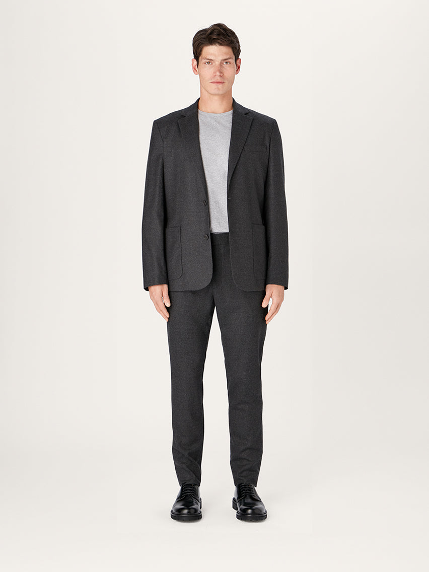 The 24 Blazer Wool Charcoal Merino Wool Flannel