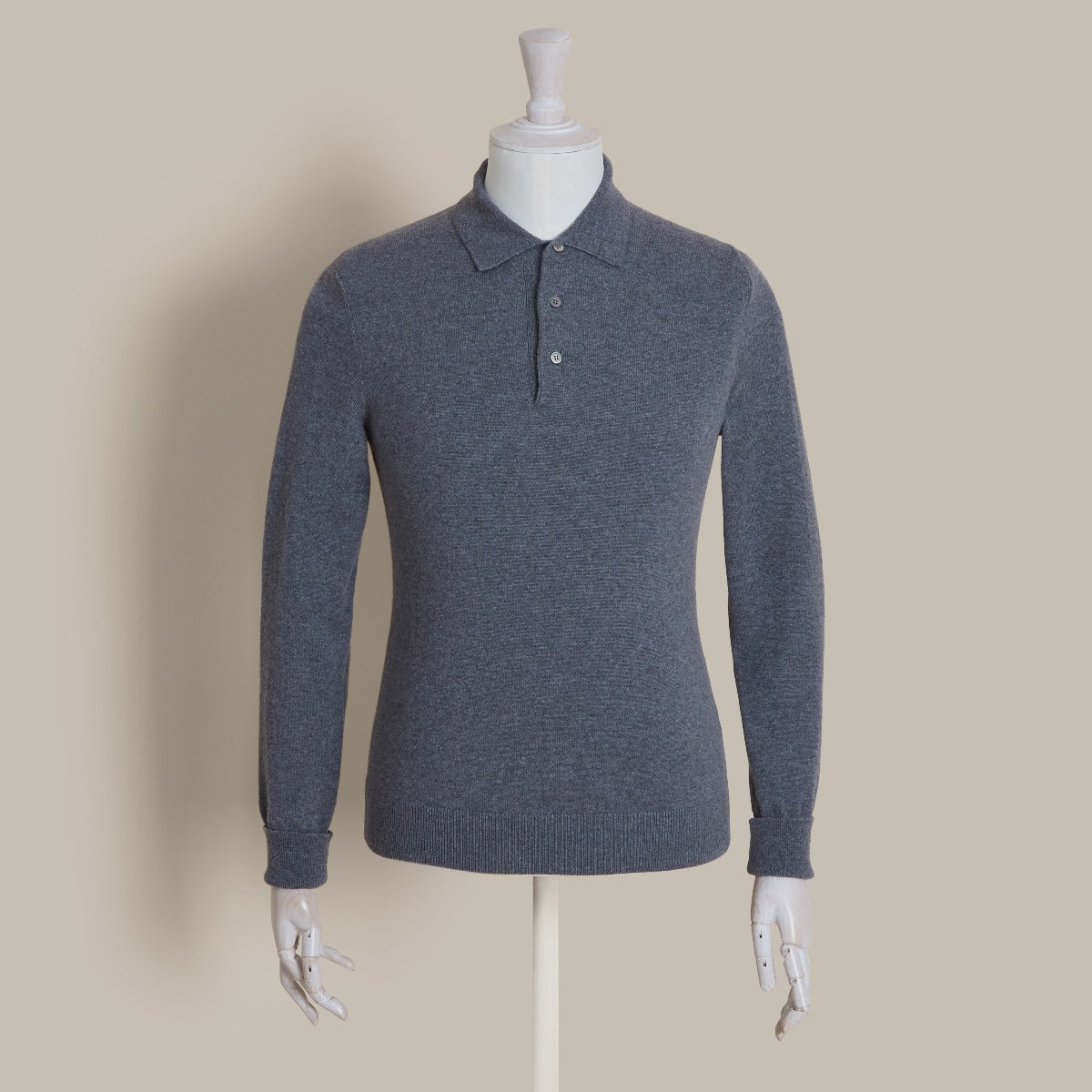 Wool And Cashmere Polo Shirt In Dark Grey