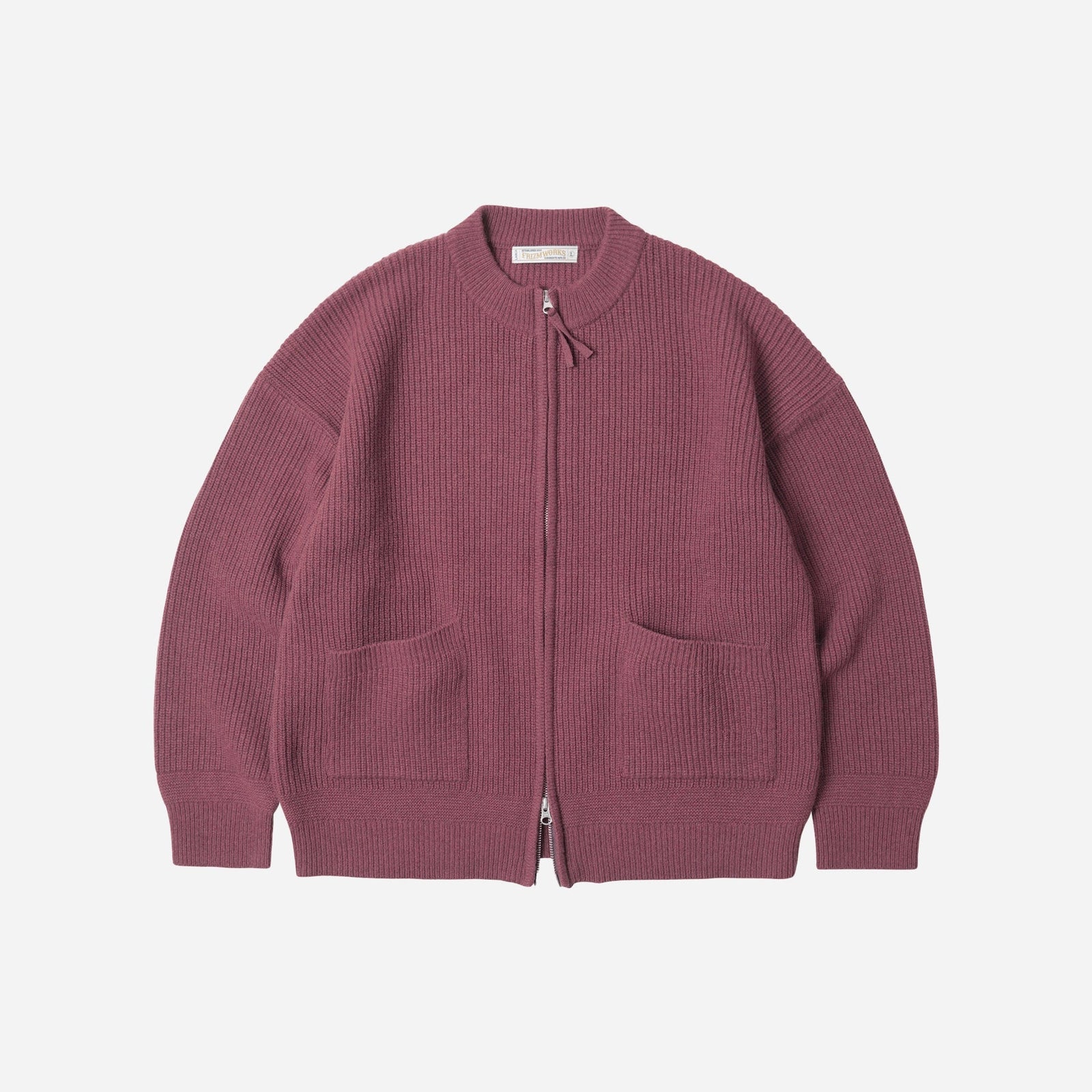 Wool Deck Zip Up Cardigan Indian Pink