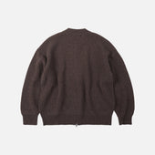 Wool Deck Zip Up Cardigan Choco Brown