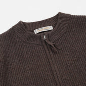 Wool Deck Zip Up Cardigan Choco Brown