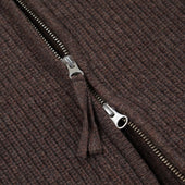 Wool Deck Zip Up Cardigan Choco Brown