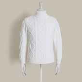 Aran Knit Cashmere Blend Roll Neck In