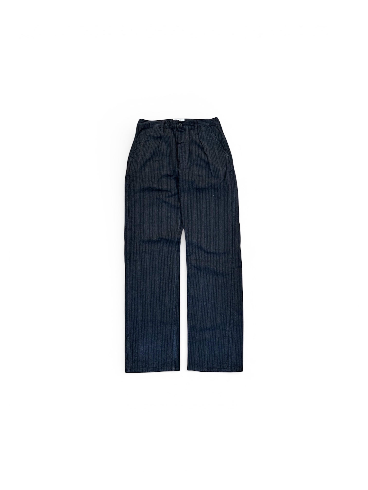 Japanese And Brown Stripe Twill Wide Leg Single Pleat 40 S Work Trouser