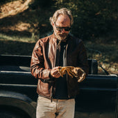 The Band Collar Moto Jacket In Steerhide