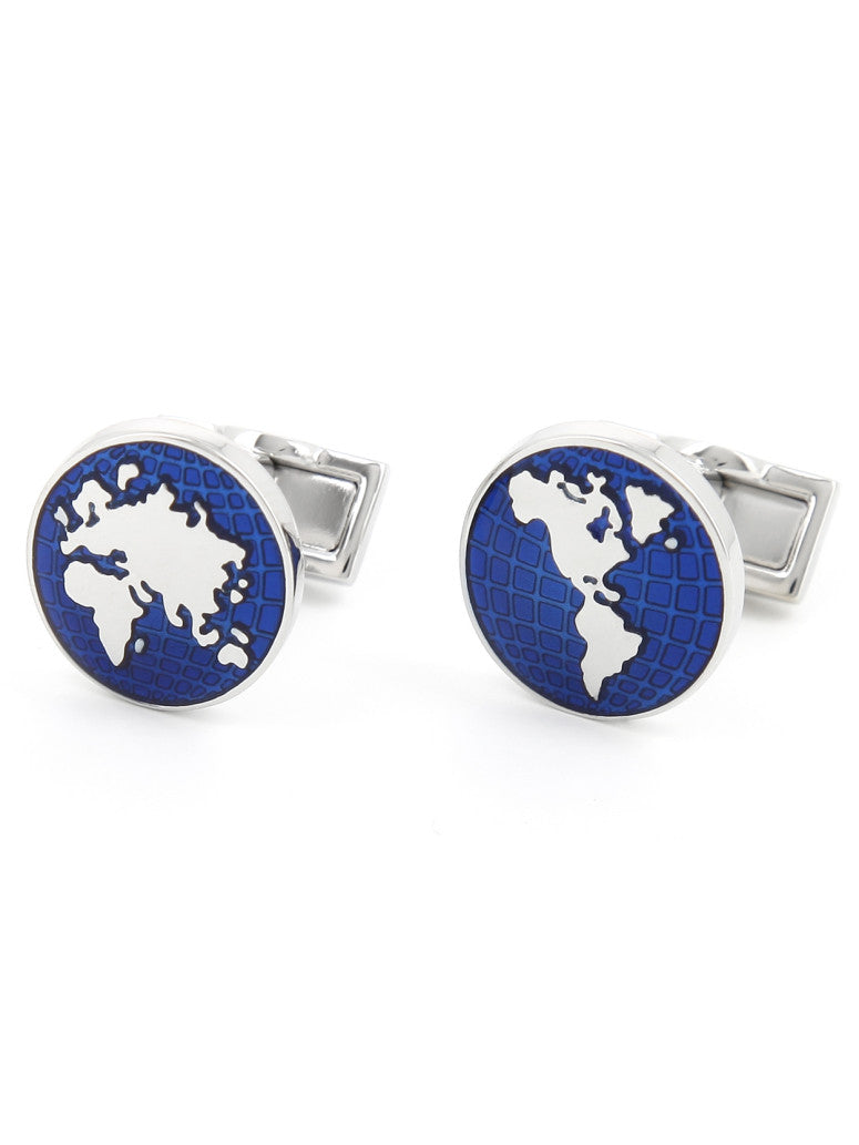World Map Cufflinks Globe Trotter