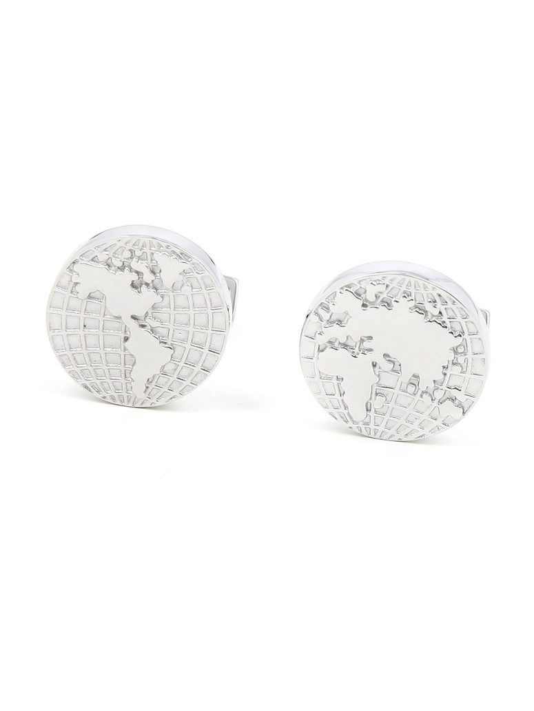 World Map Sterling Cufflinks Globe Trotter