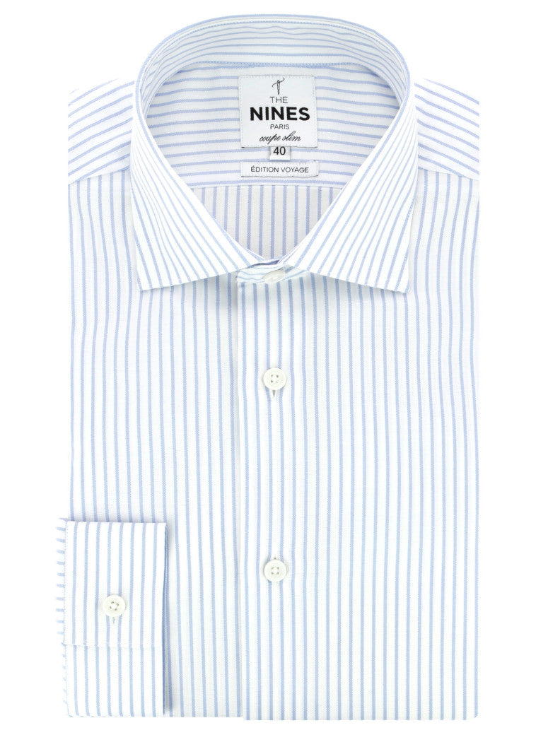 Wrinkle Free Italian Collar Shirt With Stripes