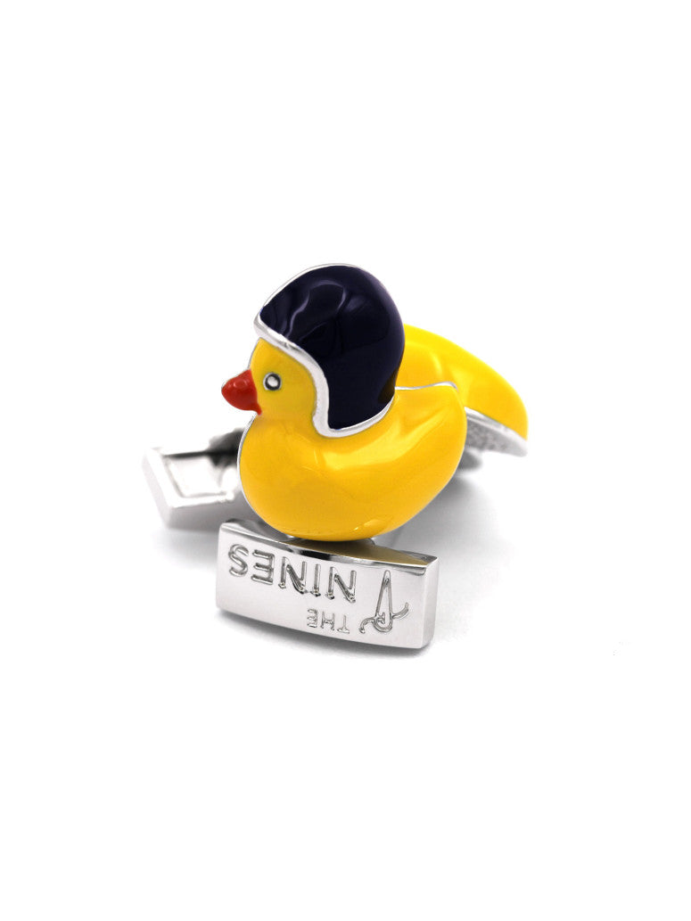Duck Cufflinks With Helmet