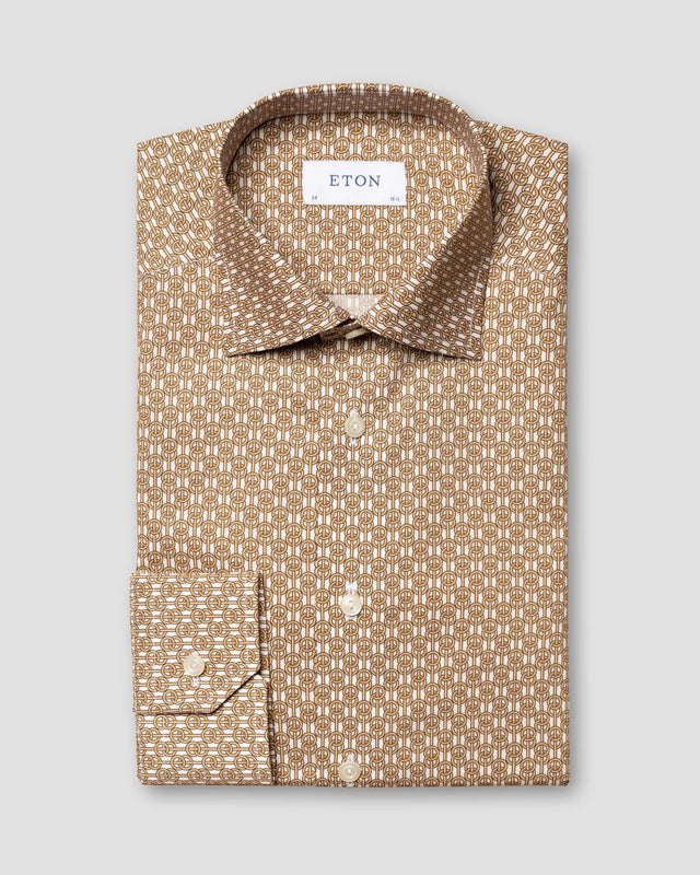 Hemd aus Fine Twill mit geometrischem 3D-Print Gelb - Eton