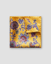 Yellow floral silk pocket square