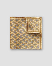 Yellow Geometric Print Silk Pocket Square