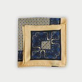 Yellow Miniature Floral Mosaic Silk Pocket Square