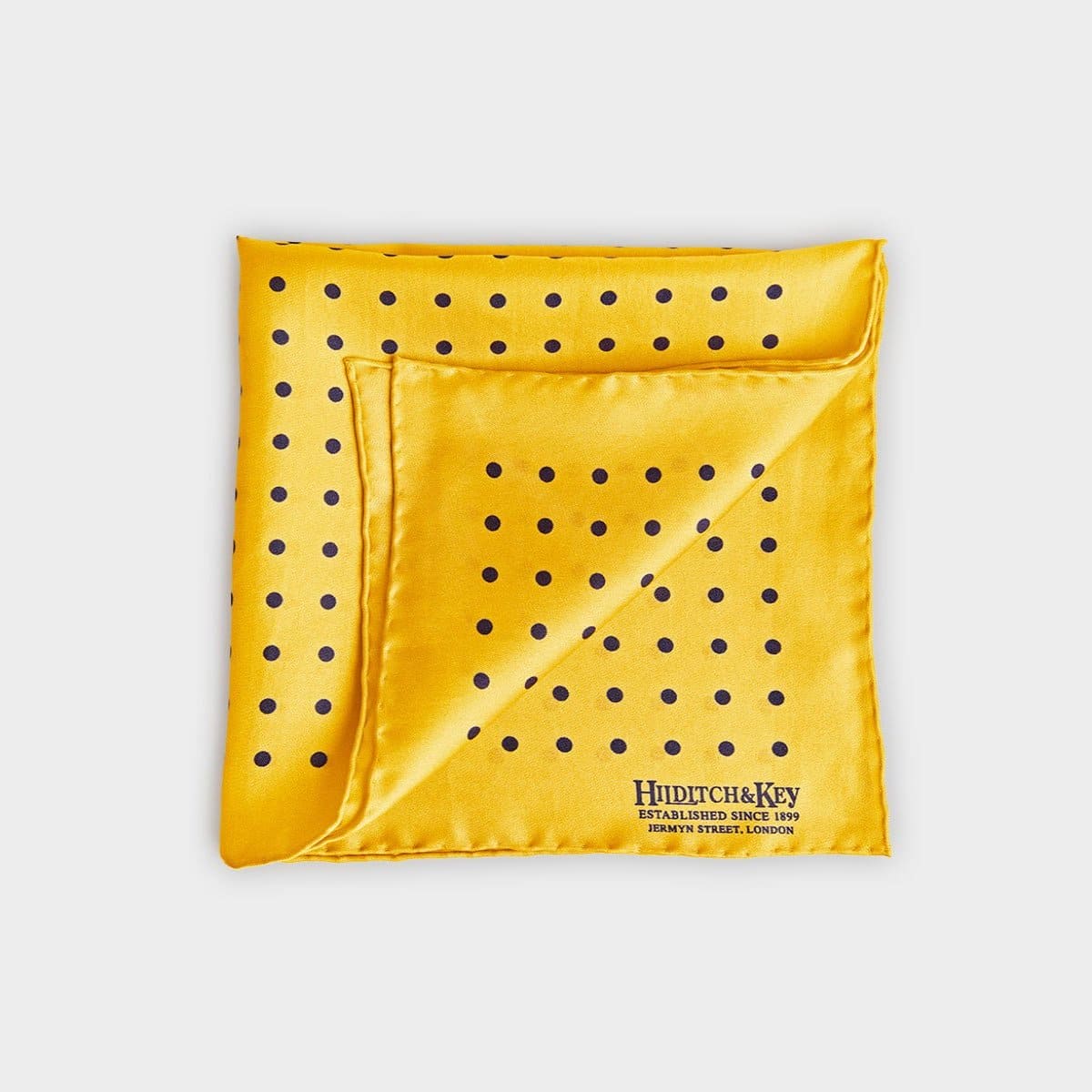 Navy Medium Spot Silk Pocket Square