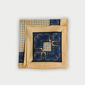 Yellow & Navy Neat Floral Silk Pocket Square