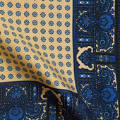 Navy Neat Floral Silk Pocket Square