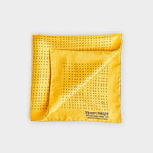 Yellow & Navy Small Spot Silk Pocket Square