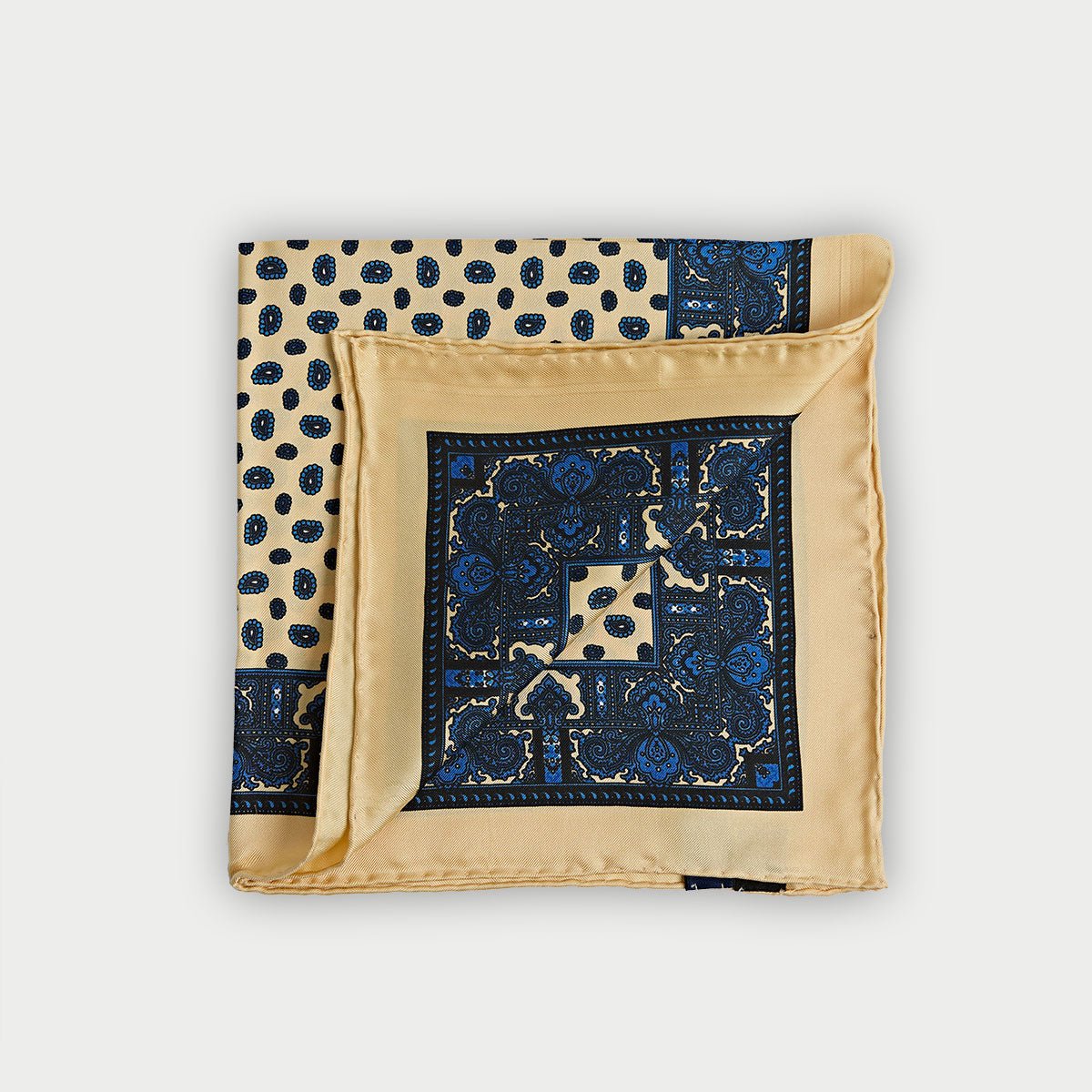Paisley Bean Motif Silk Pocket Square