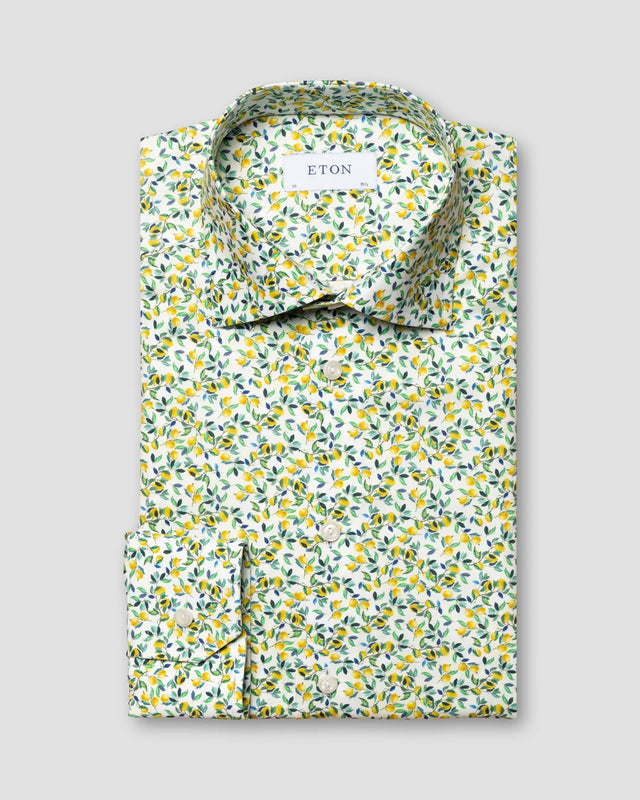Signature-Twill-Hemd mit gelbem Zitronen-Print - Eton