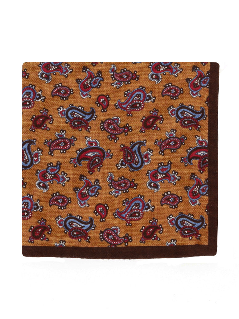 Silk Pocket Square With Paisley Patterns