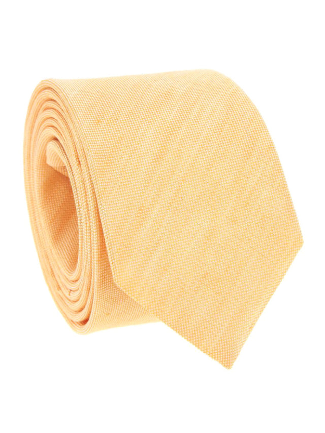 Yellow tie in basket weave linen and silk Bergame