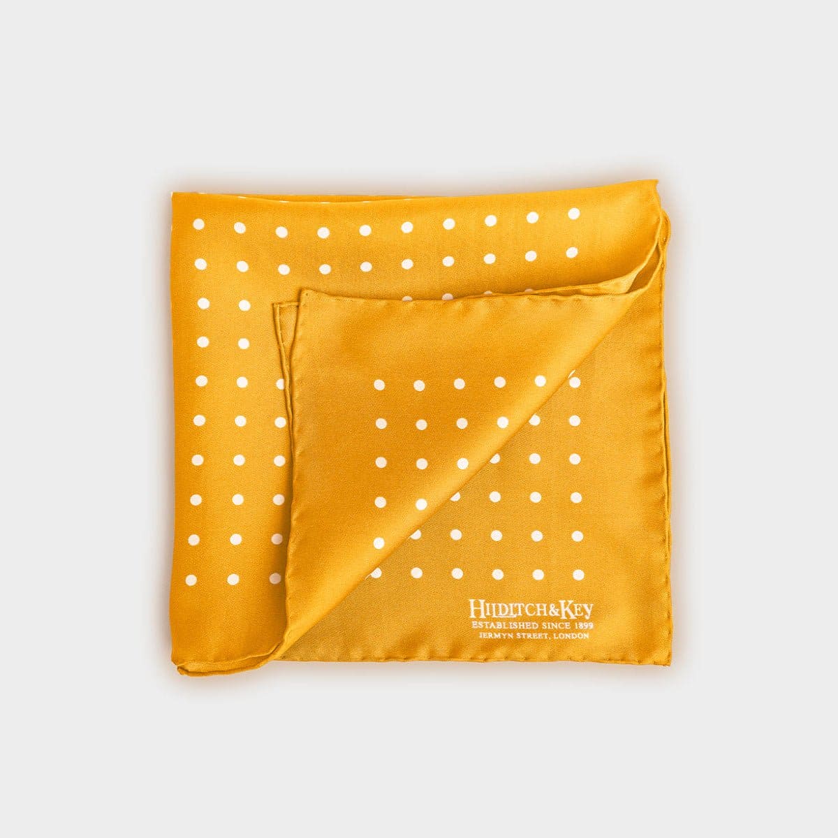 White Medium Spot Silk Pocket Square