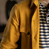Plain Linen Button Cuff Safari Shirt In