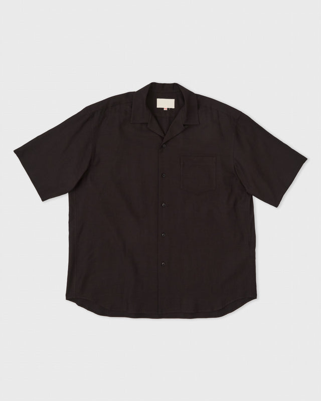 Open Collar S/S Shirt, Brown