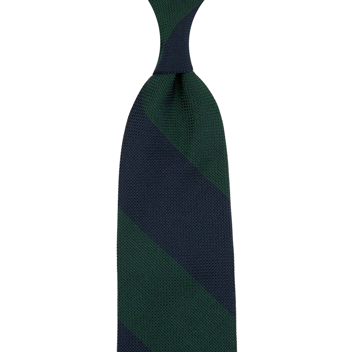 Block Stripe Grenadine Garza Fina Silk Tie Navy Green