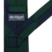 Block Stripe Grenadine Garza Fina Silk Tie Navy Green