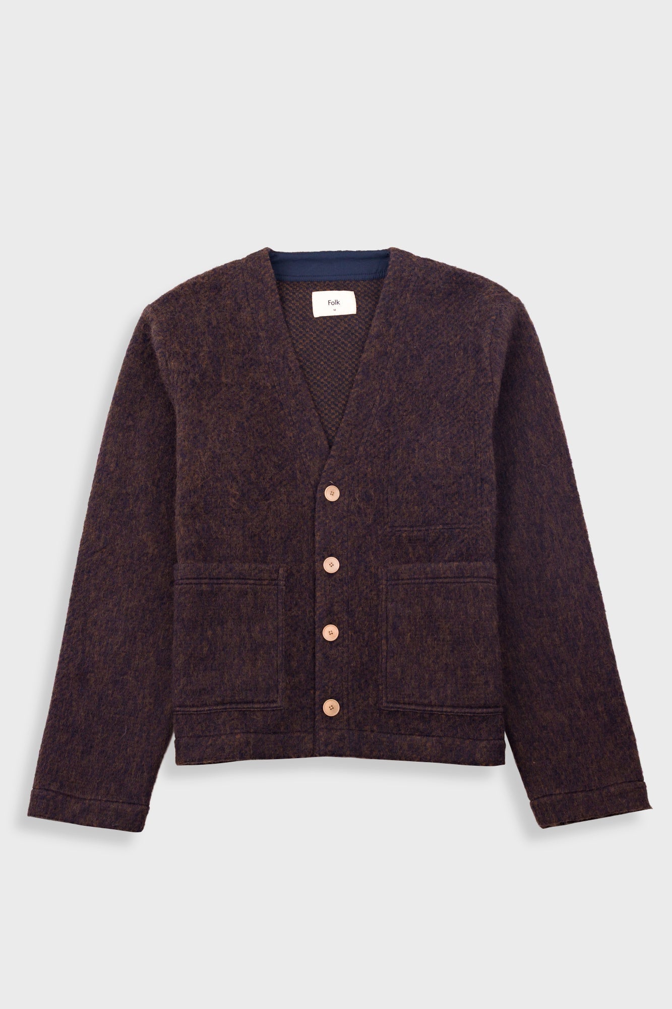 Pocket Cardigan Espresso Brushed Wool