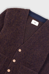Pocket Cardigan Espresso Brushed Wool
