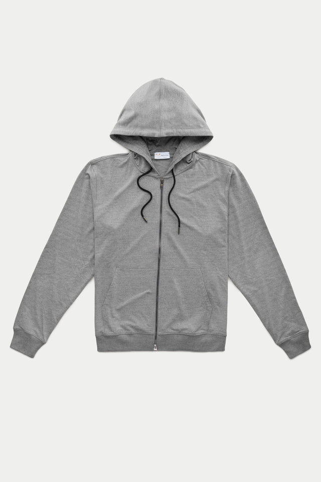 Bamboo Sorona Bleach Zip-Up Hoodie Grey