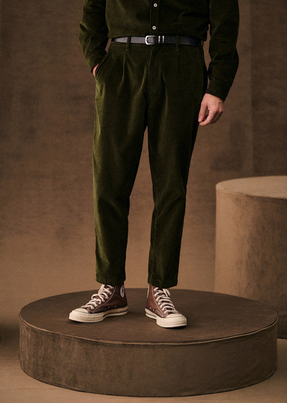 Bergame Straight Pants - Khaki velvet