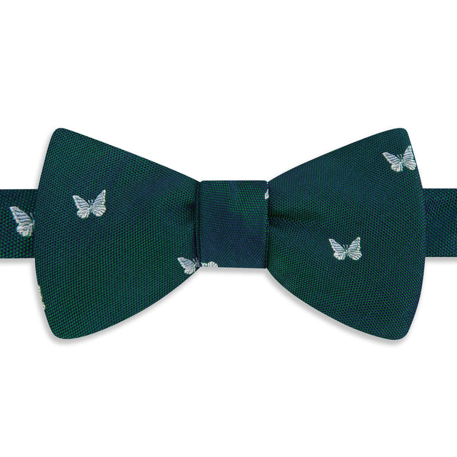 Green Butterfly Woven Silk Bow Tie